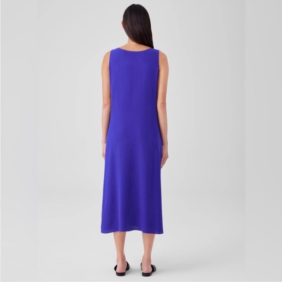 NWT Eileen Fisher Silk Georgette Crepe Scoop Neck Dress - Picture 3 of 11